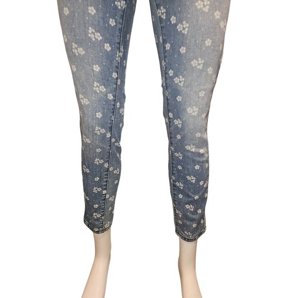 Free People Ditsy Flower Floral Denim Jeans Casual Low-Rise Ankle Women 26 - Picture 4 of 11